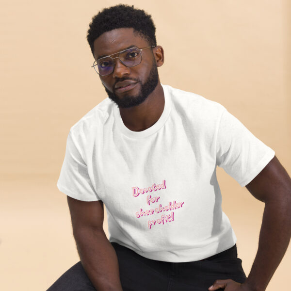 Devoted for shareholder profit printed t-shirt - Image 5